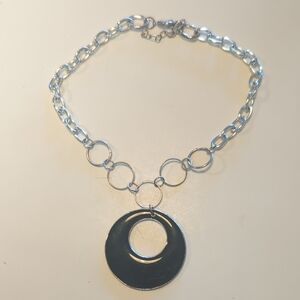Silver and Black Pendant Necklace